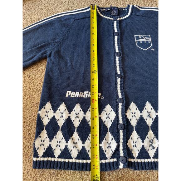 Vintage Birch Bros Penn State Cardigan Sweater Academia Preppy Argyle Layering - Picture 5 of 10